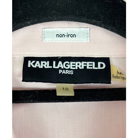 Karl Lagerfeld Women’s 10 Pink Non-Iron Long Sleeve Button-Up Dress Blouse NEW - Picture 3 of 4